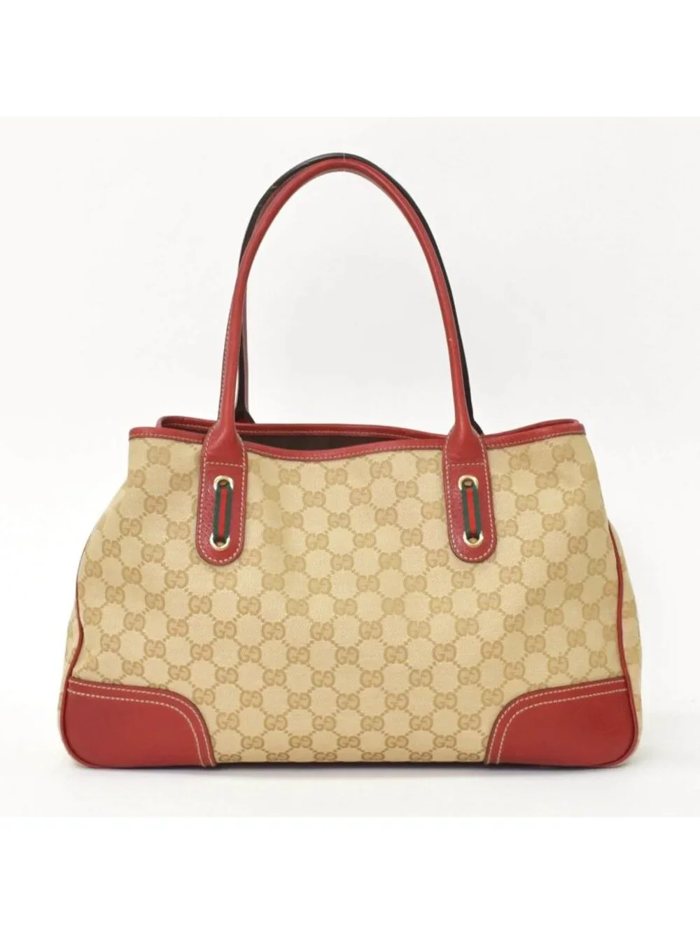 Gucci Handbag GG Canvas Sherry Line Leather Beige